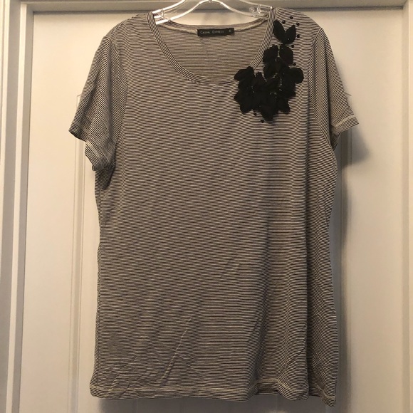 casual express Tops - Black & White striped embellished shirt XL